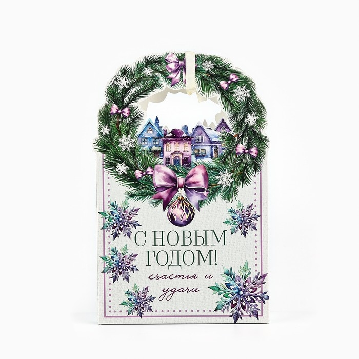 Коробка новогодняя складная &laquo;Новогодний венок&raquo; 18.4 х 30.4 х 7.3 см, Новый год