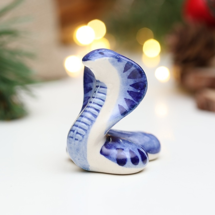 Сувенир "Змея Кобра", 5 х 4,5 см, гжель