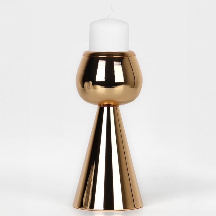 Подсвечник металл на 1 свечу &laquo;Гиацинт&raquo;, цвет золото 8 х 8 х 19 см