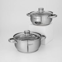 Набор кастрюль &laquo;Гретта&raquo;, 2 предмета: 2,2 л; 3,2 л, капсульное дно, индукция