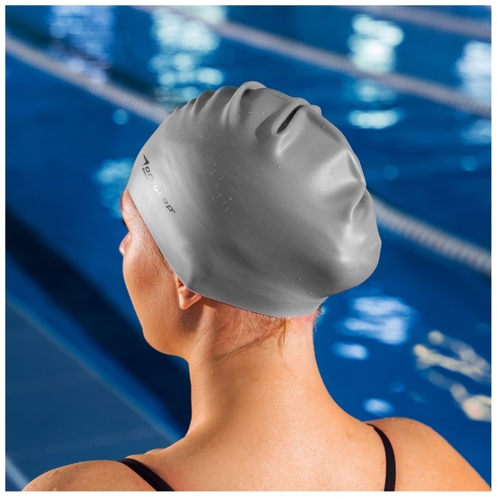 Шапочка для плавания взрослая ONLYTOP, силиконовая, обхват 54-60 см, цвета МИКС