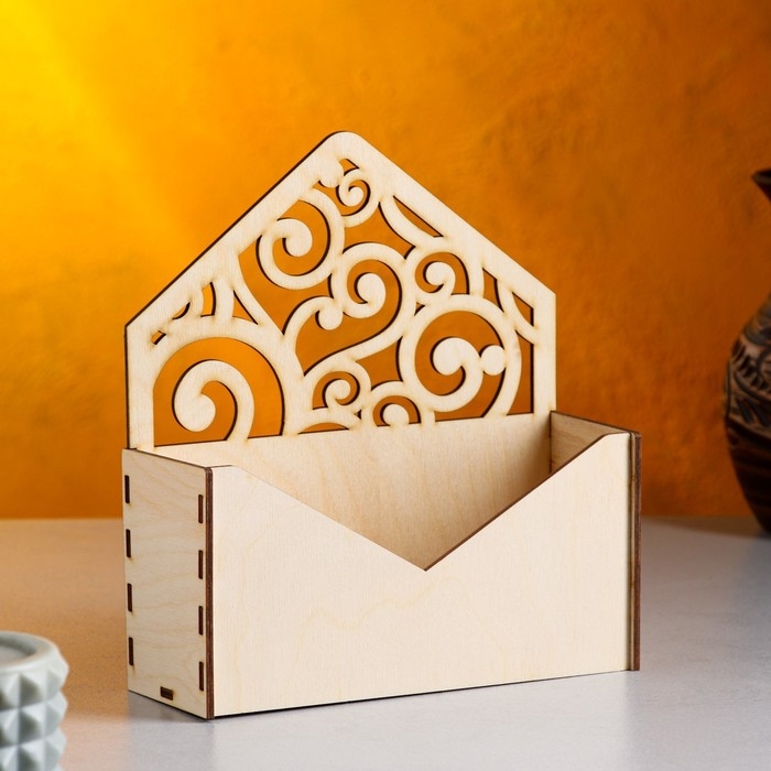 Кашпо деревянное 18&times;6&times;20 см Конверт Радель "Дуновение", натуральный Дарим Красиво