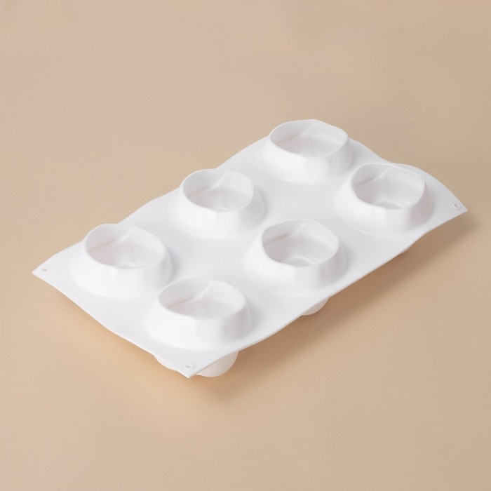 Форма для муссовых десертов и выпечки Доляна &laquo;Розы&raquo;, 30&times;17,5&times;6 см, 6 ячеек (6,5&times;6,8 см), цвет белый