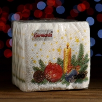 Новый год. Салфетки бумажные Гармония цвета многоцветие "Свеча", 24*24 см 100 листов