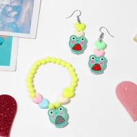 Набор детский &laquo;Выбражулька&raquo; 2 предмета: серьги, браслет, лягушки, цвет МИКС