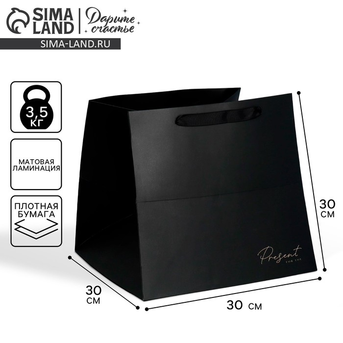 Пакет подарочный квадратный, упаковка, &laquo;Present&raquo;, 30 х 30 х 30 см