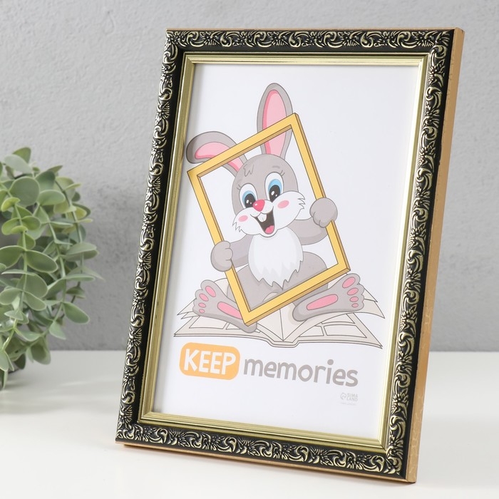 Фоторамка пластик "Винтаж" 15х21 см, черный с золотом