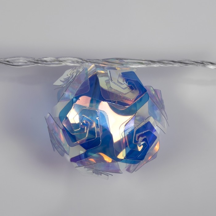 Гирлянда &laquo;Нить&raquo; 4.5 м с насадками &laquo;Цветочные шары&raquo;, IP20, прозрачная нить, 15 LED, свечение белое, 220 В