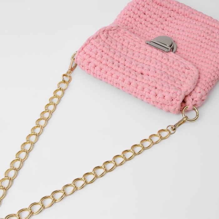 Цепочка для сумки, с карабинами, металлическая, двойная, 19 &times; 14 мм, 60 см, цвет золотой