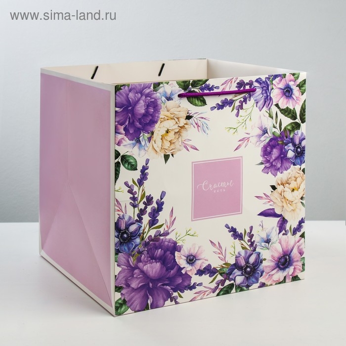 Квадратный пакет &laquo;Счастье есть&raquo;, 30 х 30 х 30 см