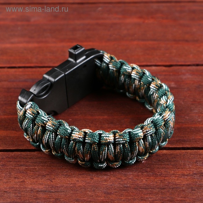 Браслет для выживания 4в1(паракорд, компас,свисток,огниво), 25.5 &times; 2.5 см, 3 м