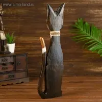 Сувенир дерево "Кошка коричневая с узором" 7х17х50 см