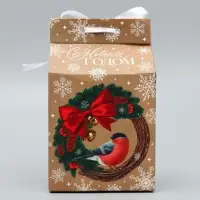 Упаковка для кондитерских изделий &laquo;С Новым годом&raquo;, снегирь, 8 х 10 х 16 см, Новый год