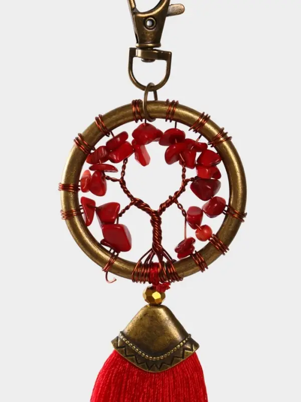 Брелок ловец снов "Великое древо" 19 см, цв. красный