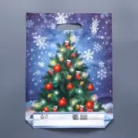 Пакет "Яркая елочка", полиэтиленовый с вырубной ручкой,гл 40 х 31 см.