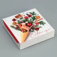 Коробка складная &laquo;С Новым годом!&raquo;, 14 х 14 х 3,5 см