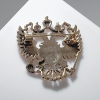 Брошь &laquo;Герб Российской Федерации&raquo;, цвет красный в золоте