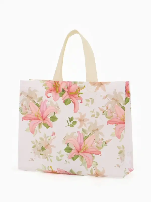 Сумка для покупок Цветы, 32*10*26. отд без молнии,  белый