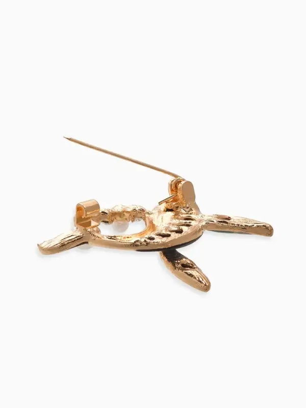 Брошь &laquo;Кит галиотис&raquo;, зелёная в золоте