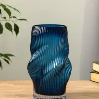 Ваза стекло настольная "Ванесса" волны, 24х12 см, синий