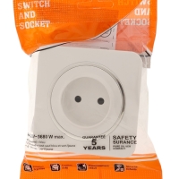 Розетка одноместная, серия "Circular", 10 А, скрытая, без з/к, белая, серебристая рамка