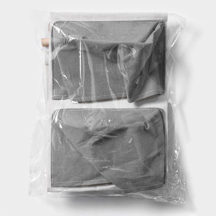 Органайзер подвесной с карманами LaDо́m, 3 отделения, 59&times;20 см, цвет серый