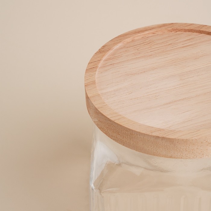 Банка стеклянная для хранения сыпучих продуктов SL Home &laquo;Афины&raquo;, 1 л, 11&times;11,5 см, с деревянной крышкой