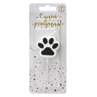 Свеча в торт на шпажке "Лапка - сквиш", бело-черная