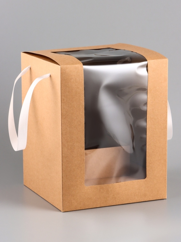 Коробка для цветов, 20 х 20 х 25 см, крафт