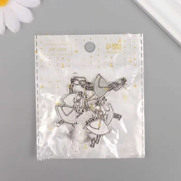 Металлический элемент, декоративная подвеска &laquo;Арт Узор. Алиса&raquo;, серебро, 3.2&times;2 см