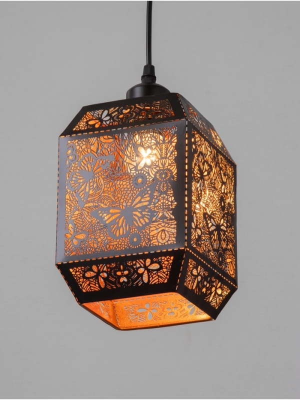 Светильник "Кэлшот" (Бабочки) 1х40Вт Е27 черный 13х13х20+100см