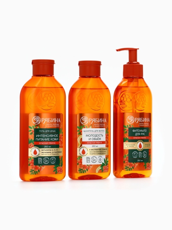 Шампунь для волос, молодость и объем, аромат рябины, 250 мл, Рябина