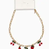 Цепь с подвесками "Вишня-клубника", цвет красный в золоте 40+удл