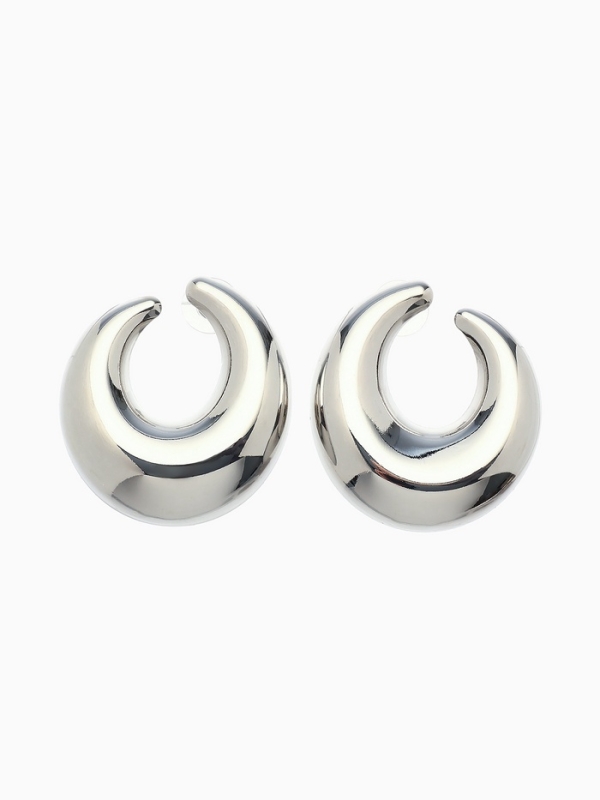 Серьги металл &laquo;Кольца&raquo; полумесяц, цвет серебро