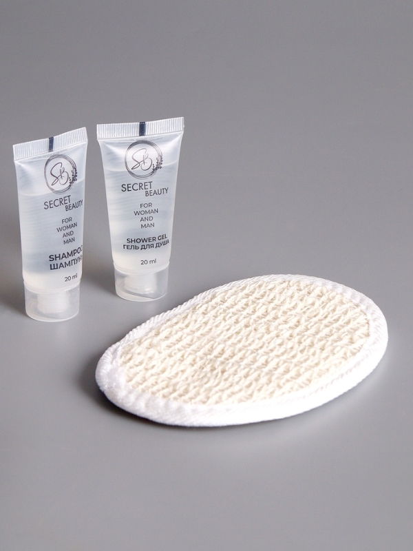 Набор для отелей (шампунь, гель для душа и мочалка)