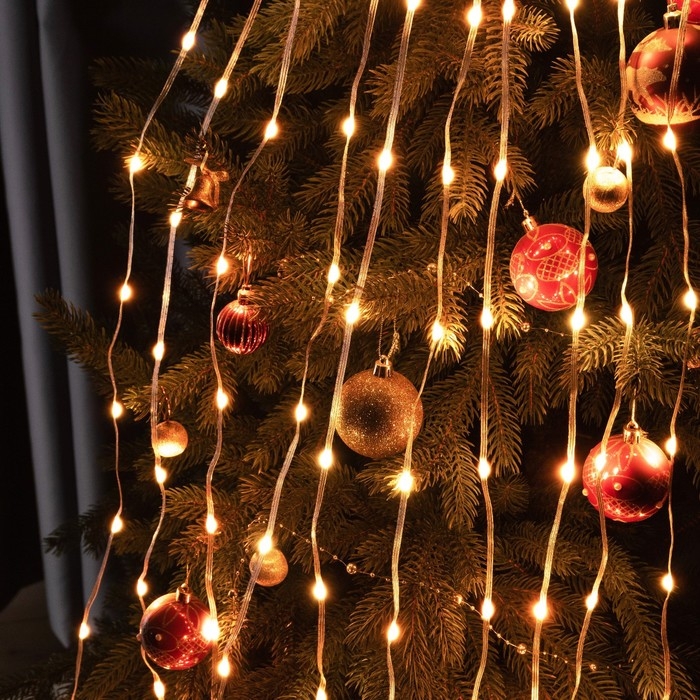 Умная гирлянда &laquo;Конский хвост&raquo; 10 нитей по 1.5 м роса, IP20, серебристая нить, 150 LED, пульт ДУ, приложение, свечение RGB, USB