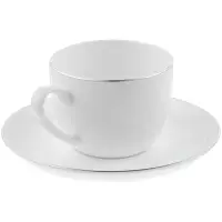 Кофейная пара Select, белая с серебристой отводкой