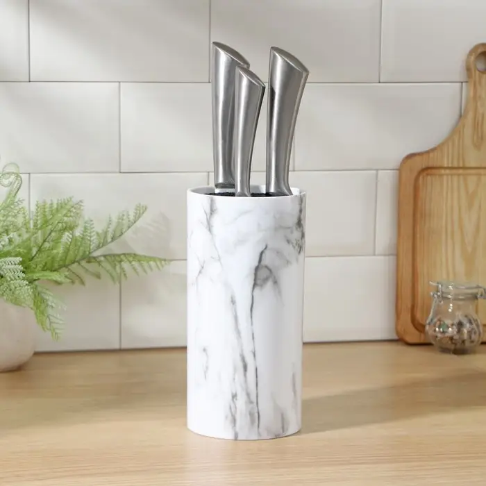 Подставка для ножей с наполнителем Доляна &laquo;Мрамор&raquo;, 22&times;11 см, цвет белый