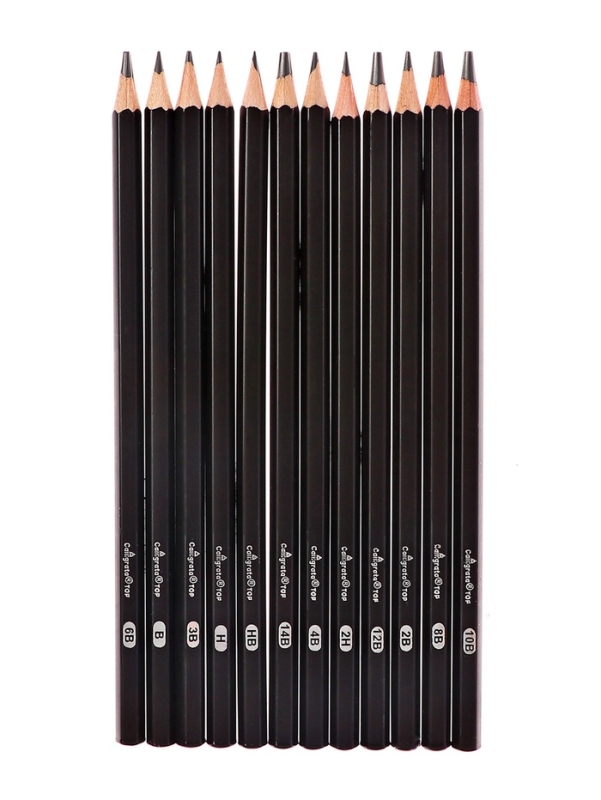 Набор карандашей чернографитных 12 штук (14В, 12В, 10В, 8В, 6В, 4В, 3В, 2В, В, НВ, Н, 2Н)