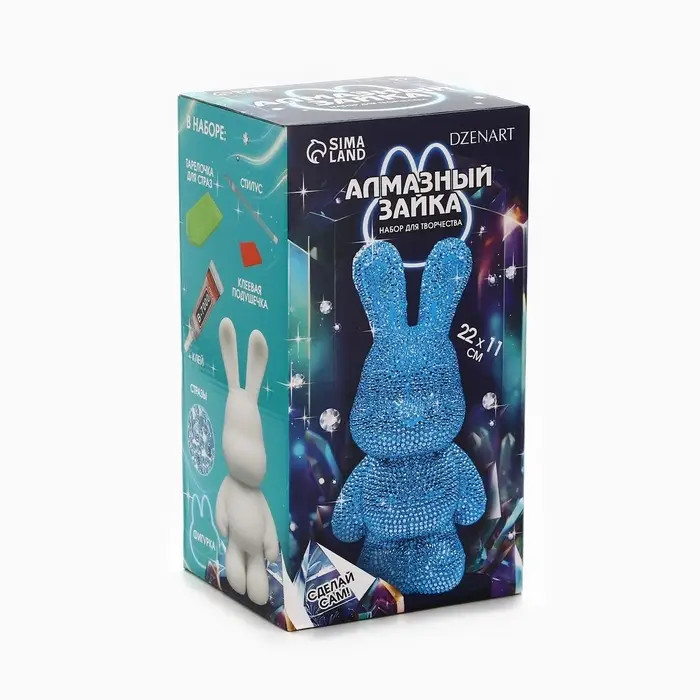 Алмазная мозаика на фигурке с полным заполнением &laquo;Зайка&raquo;, бирюзовый