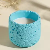 Свеча в вулканическом подсвечнике "Лава" голубая 8,5х8,5х7,5 см