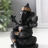 Фигура &laquo;Ганеш на лотосе&raquo;, 10.5&times;9&times;8 см, чёрная