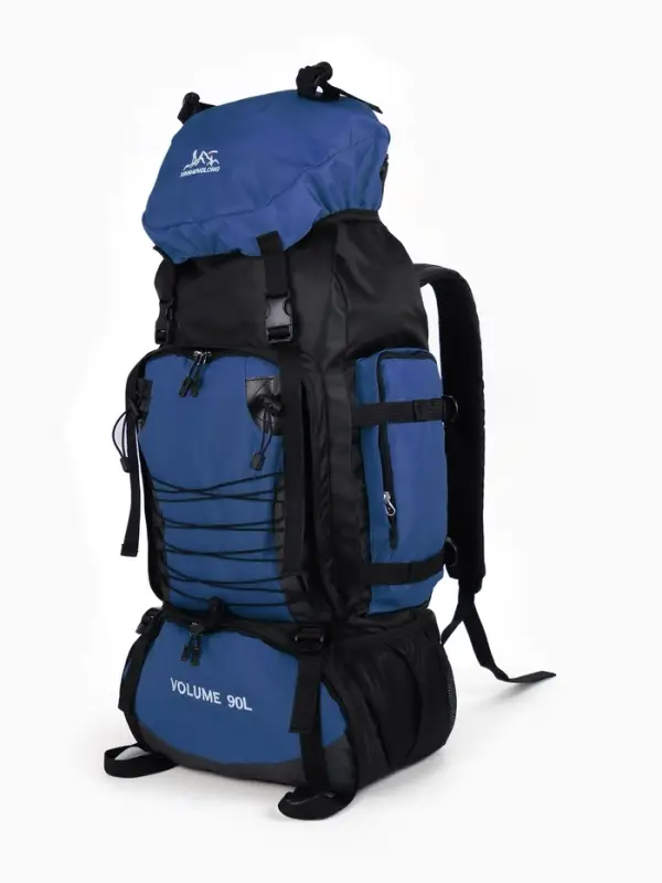 Рюкзак тур 90л, 33*22*65, отдел на шнурке, 6 нар карманов, цвет голубой