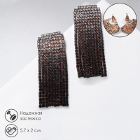 Серьги висячие со стразами &laquo;Водопад&raquo; градиент, мягкий квадрат, цвет бело-серый в золоте, 5,7 см