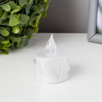 Светодиодная свеча, ночник LED RISALUX &laquo;Морозная&raquo;, 3000К, от батареек AG13, белый, 3.5&times;3.5&times;5 см