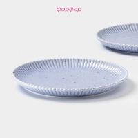 Тарелки Доляна &laquo;Коралл&raquo;, d=25,9 см, набор 2 шт, фарфор, голубые