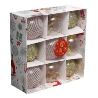 Набор шаров пластик d-6 см, 9 шт "Капризы зимы" золото