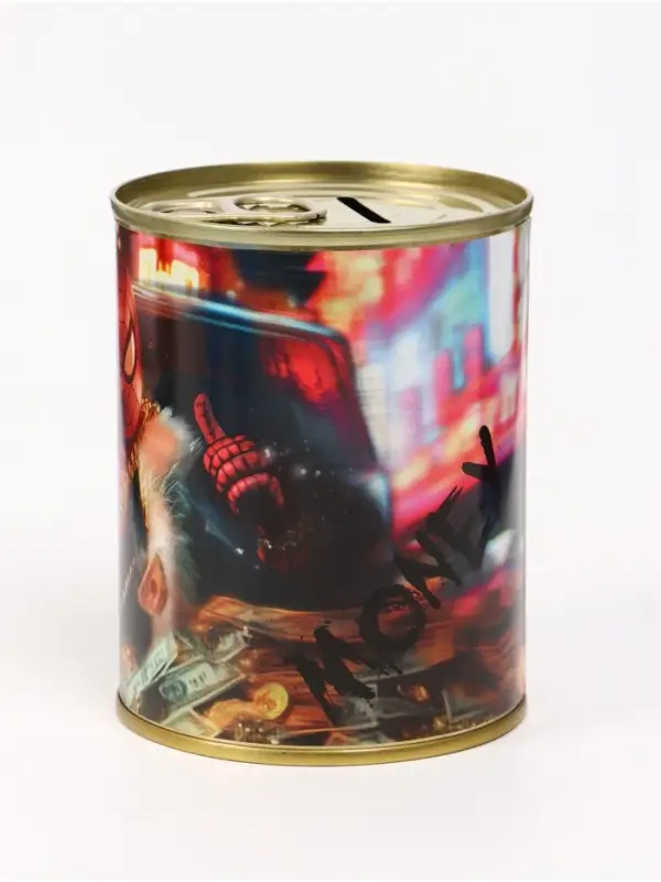 Копилка металлическая, 9.5 см&times;7.5 см&times;7.5 см, Человек-паук