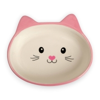 Миска керамическая овальная &laquo;Кошачья мордочка&raquo; 200 мл  14 х 12 х 3,5 см, розовая/белая