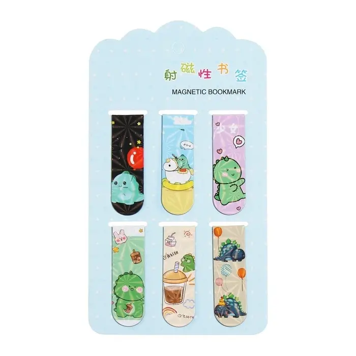 Набор магнитных закладок для книг Calligrata 6 штук, "Дракончики", МИКС